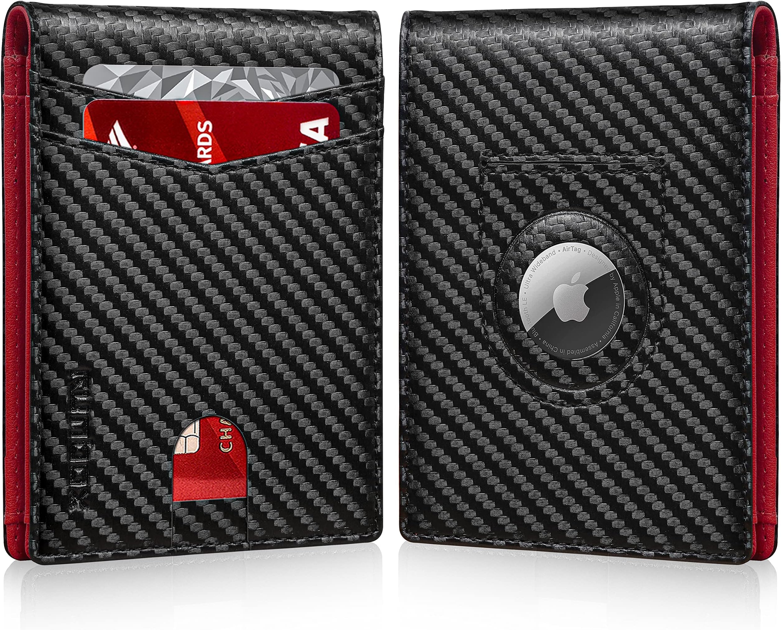 RUNBOX AirTag-Wallet-Mens-Slim-RFID Blocking Wallets Leather with Bill Compartment Air Tag Bifold Card Holder Wallet Gifts for Men Dad