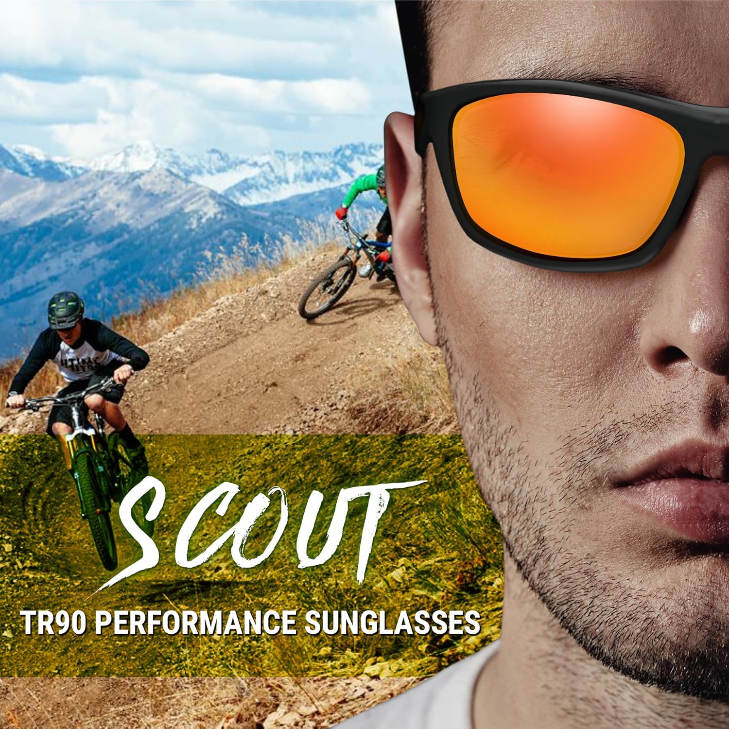 BLUPOND Polarized Sports Sunglasses for Men - TR90 Unbreakable Frames for Golf Cycling Driving - Scout