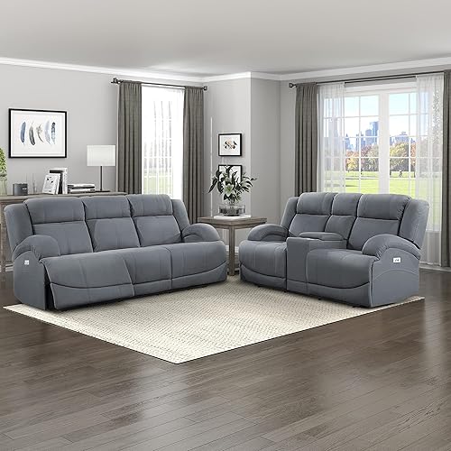 Lexicon Landwood Power Reclining Living Room Set, 2-Piece, Graphite Blue