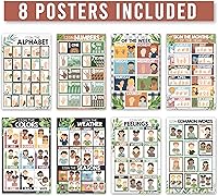 Vista 2 de Hadley Designs Carteles de lenguaje de señas para decoración de aula, 8 carteles ASL para el aula, tabla de lenguaje de señas estadounidense