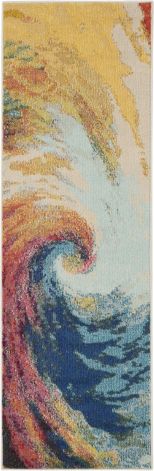 Nourison Home Celestial Wave 2'2" x 7'6" Area Rug - Easy Clean, Non Shedding, Bed Room, Living Room, Dining Room, Kitchen (8' Runner)
