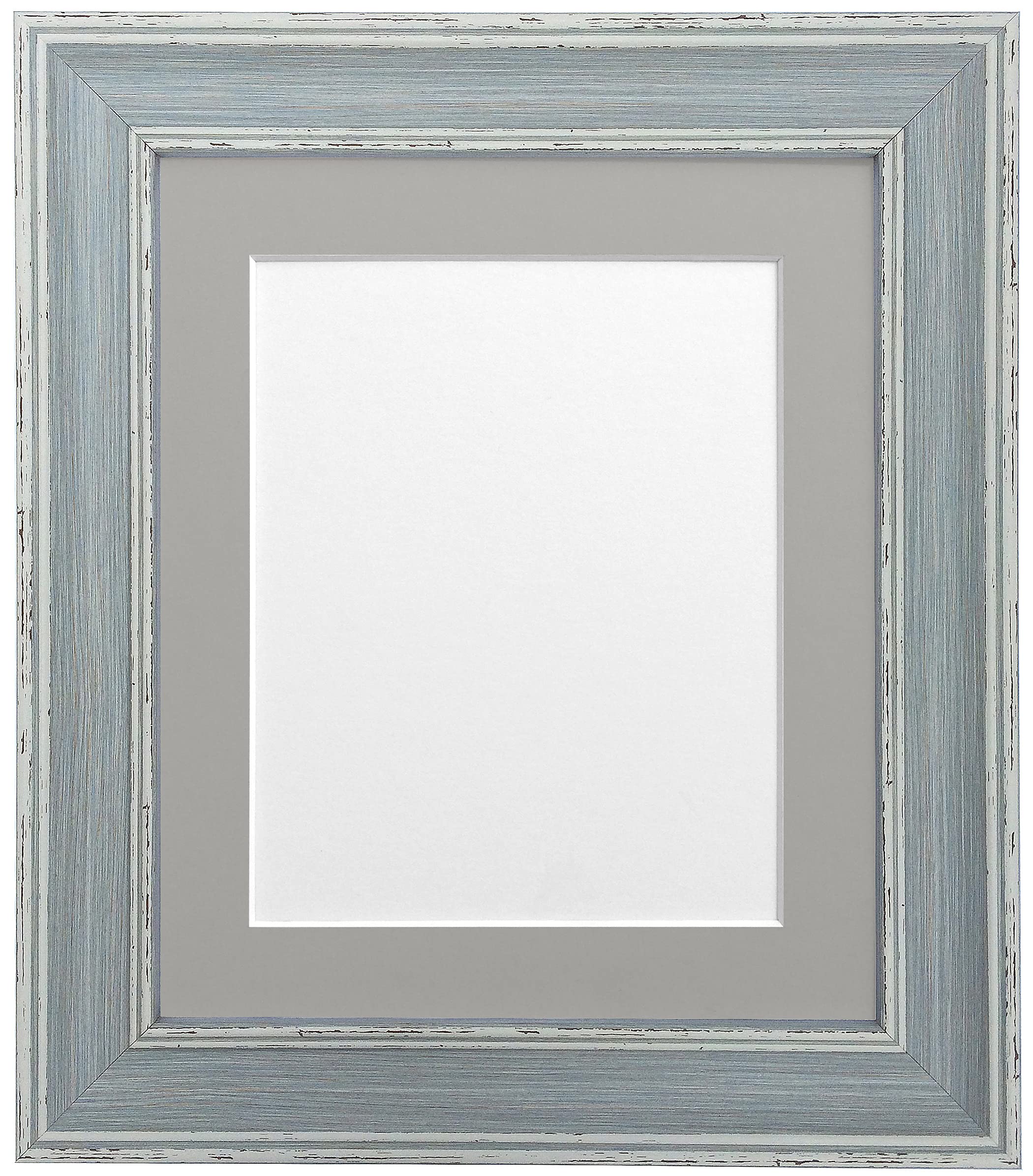 FRAMES BY POST Scandi Vintage Picture Photo and Poster Frame, Recycled Plastic, Distressed Blue with Dark Grey Mount