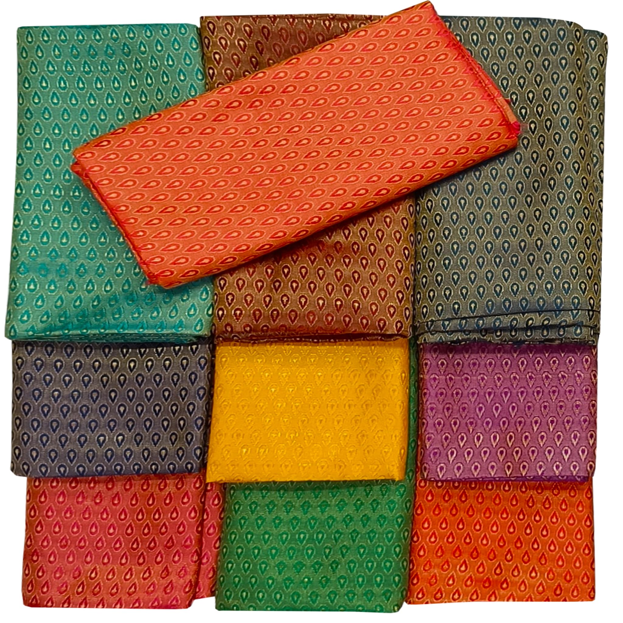Women's Jacquard Unstitched 1 Meter Blouse Piece Pack of 10 | Blouse Piece Combo Set for Gifting