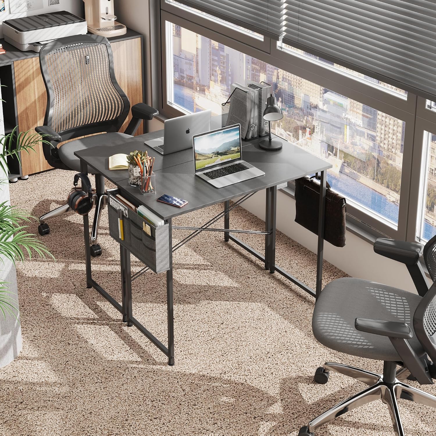 COTUBLR 31 Inch Computer Desk, Home Office Desk, Simple Modern Small Desk for Bedroom, Writing Desk with Storage Bag, Study Table for Students, Black - Image 5