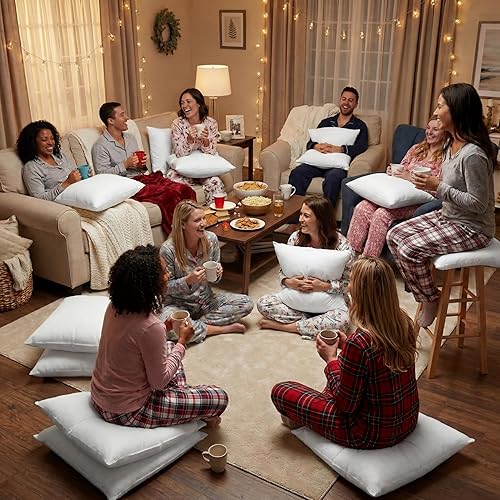 Miniatura 4 de Soaoo Set of 30 Fluffy Throw Pillows Insert Bulk 18 x 18 Inches White, Filled in 400g Polyester Fiber, Decorative Square Pillow for Couch Sofa Bed