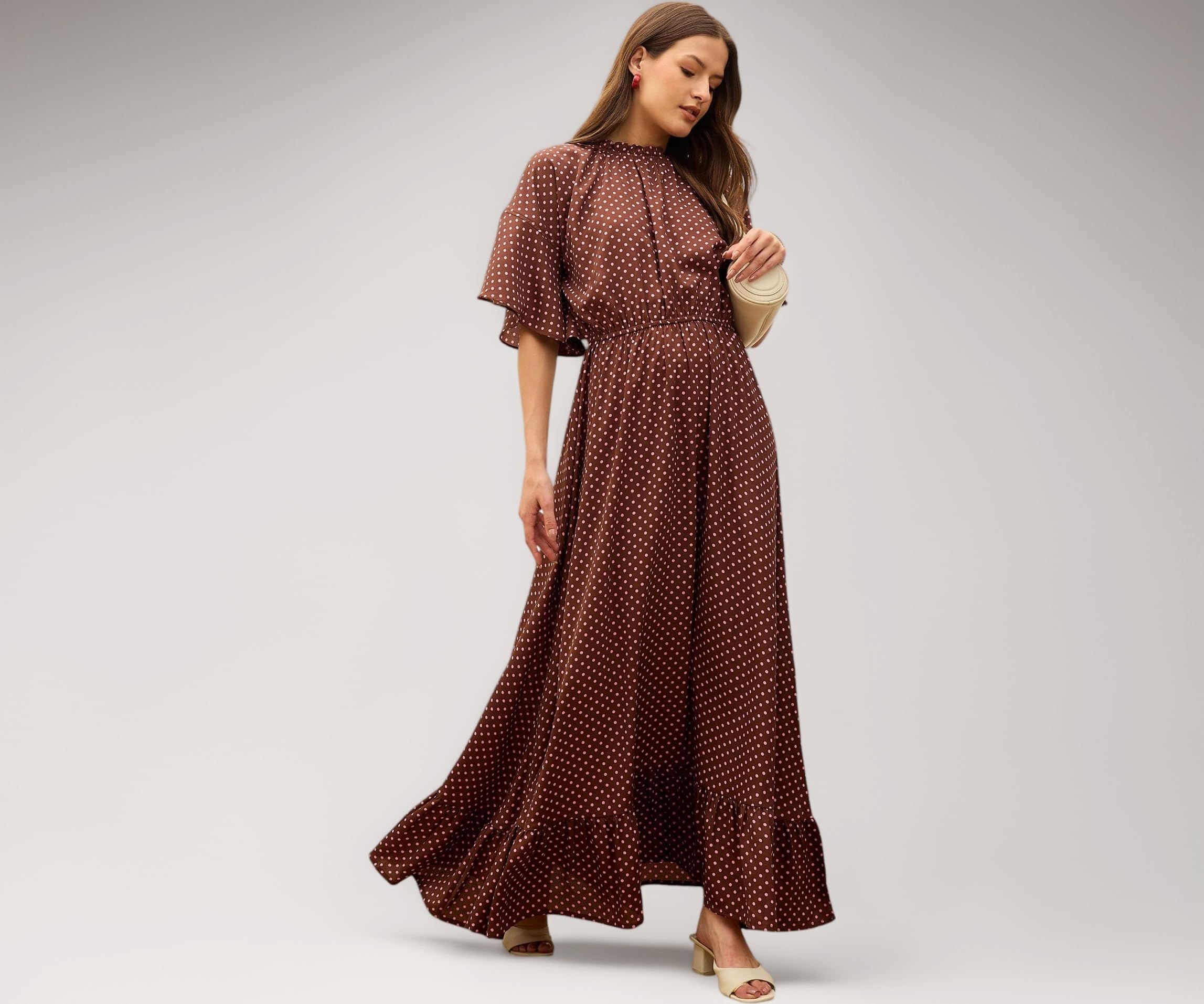Polka Dot FlaHem Maxi Dress