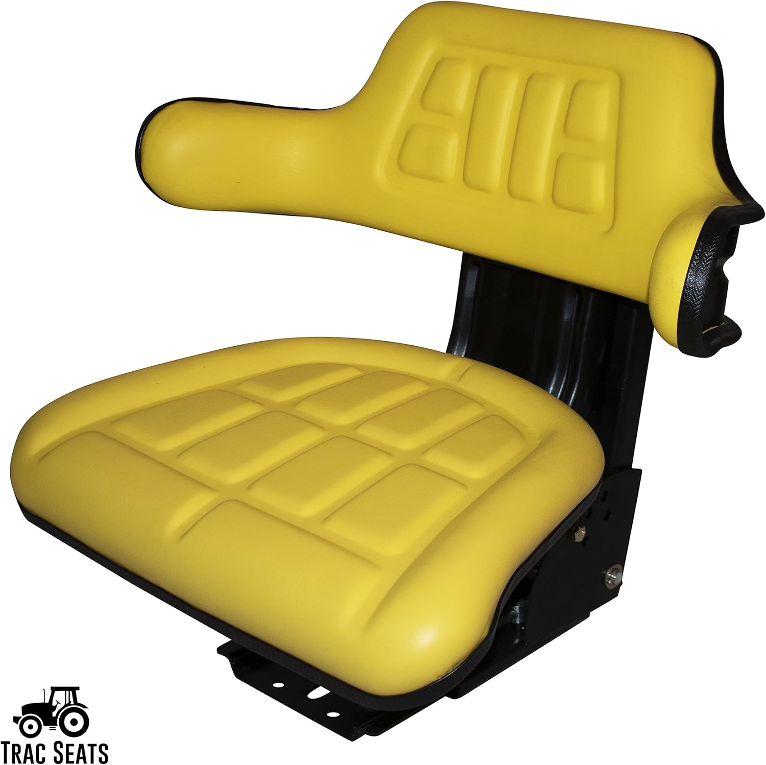 TRAC SEATS YELLOW WAFFLE STYLE UNIVERSAL TRACTOR SUSPENSION SEAT WITH TILT FITS JOHN DEERE 1120 1130 1140 1435 (SAME DAY SHIPPING - GET IT FAST! VIEW OUR TRANSIT MAP)