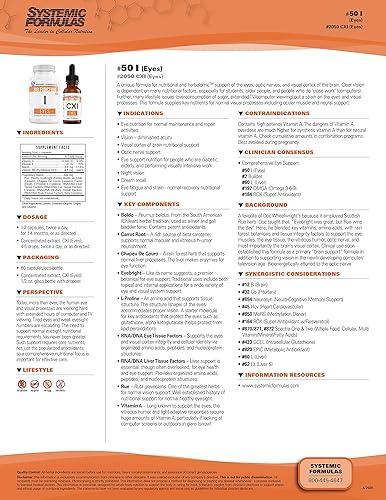 Miniatura 3 de Systemic Formulas Bio Function I - Ojos 60 cápsulas #50. Suplemento de visión saludable, apoyo de la salud ocular Vitaminas para el cuidado de los