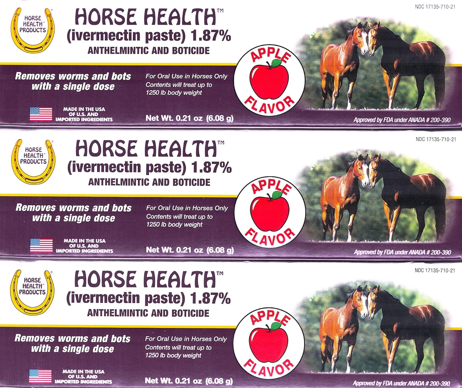 Ivermectin Horse Paste for Horses - 1.87% (6.08 Gram) - Pack of 3 - Horse Paste