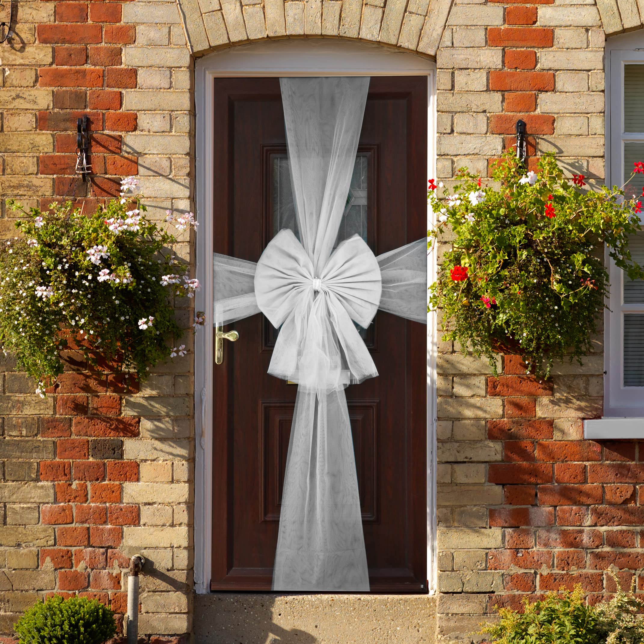 I LOVE FANCY DRESS LTD Christmas Door Bow X 3 - Large Silver Decoration with Diamante Detail - Xmas Baby Shower Wedding Celebration – Festive Season House Decoration