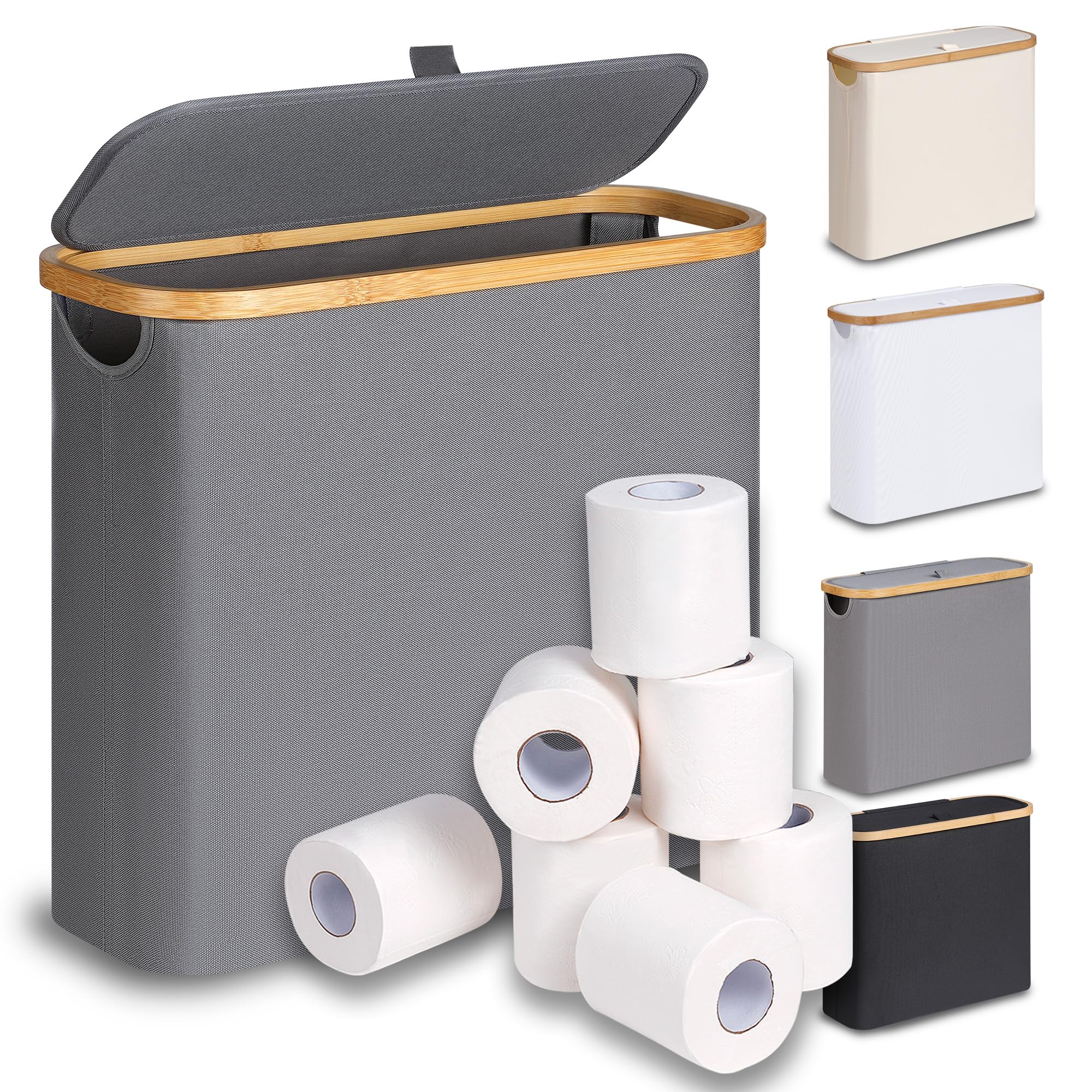 efluky Toilettenpapier Aufbewahrung Korb mit Deckel Bambus