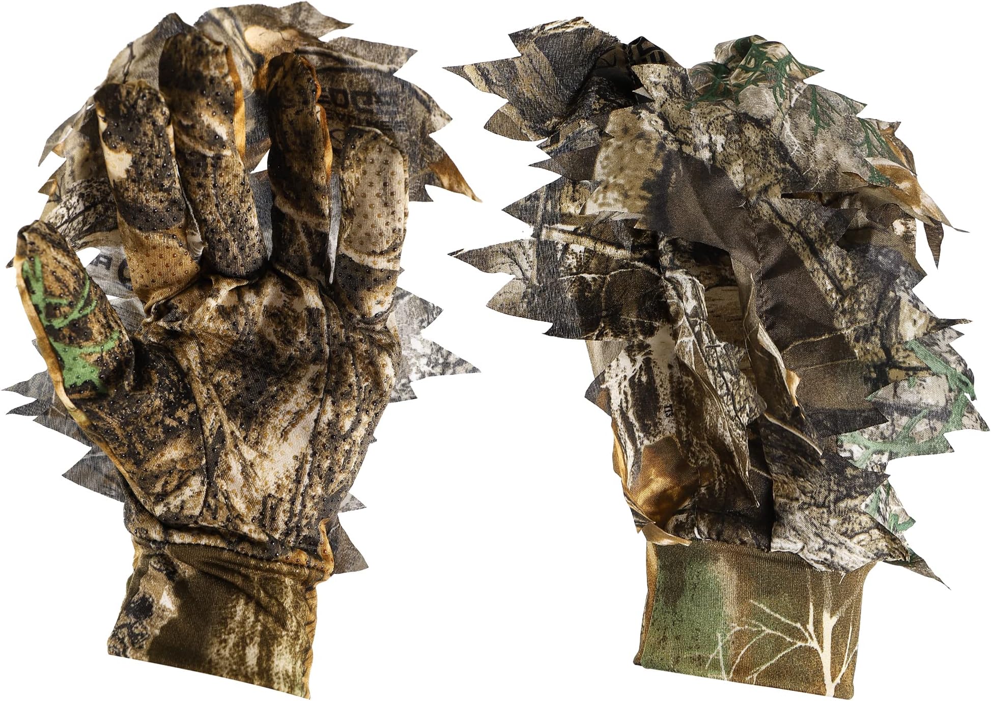 Leafy Gloves, Mossy Oak, Realtree, Lightweight Breathable Hunting Gloves with Rubber Grip
