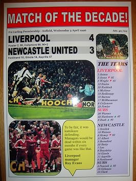 Liverpool 4 Newcastle United 3 - 1996 - souvenir print