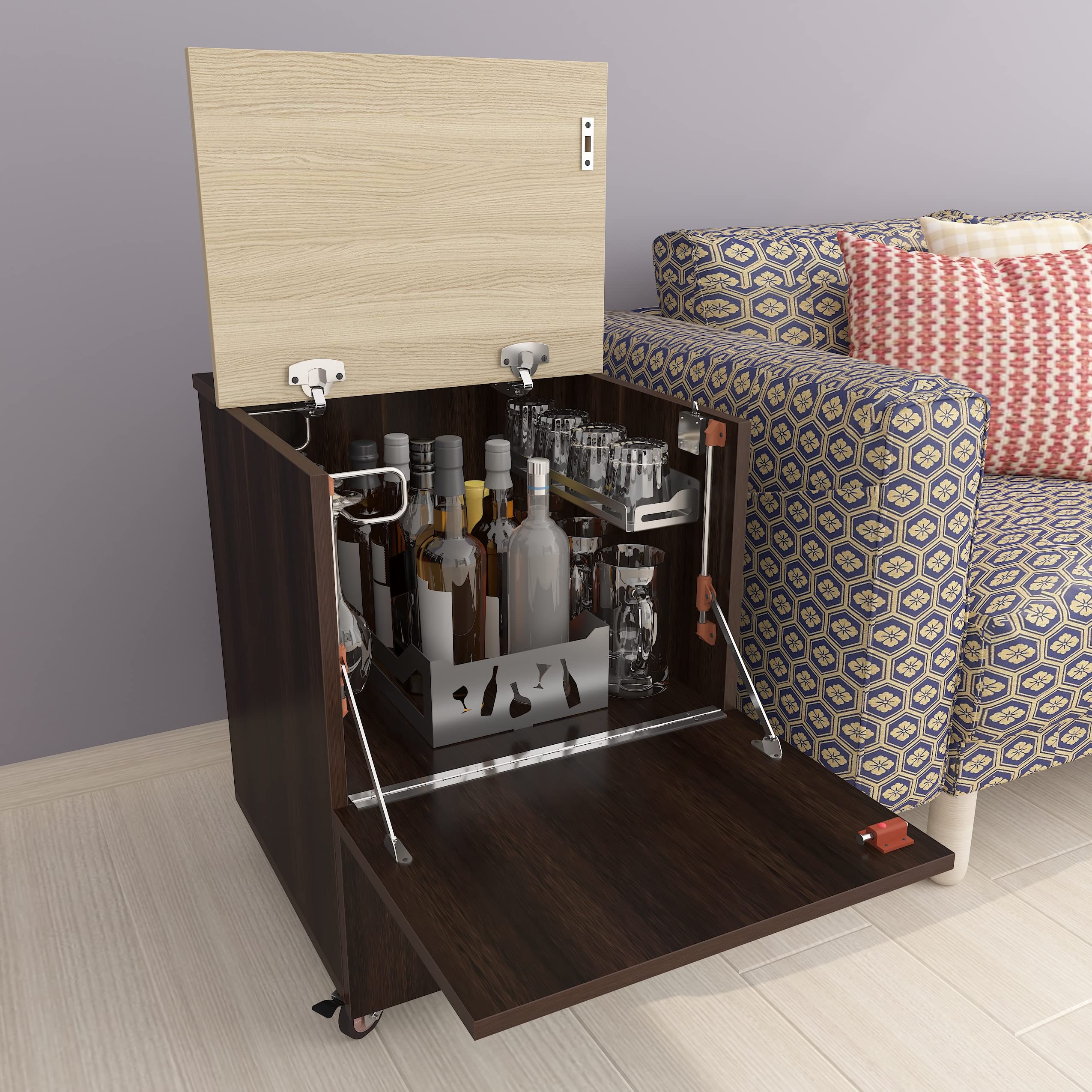 Buy Studio Kook Curio Mini Bar on Wheels Engineered Wood Bar