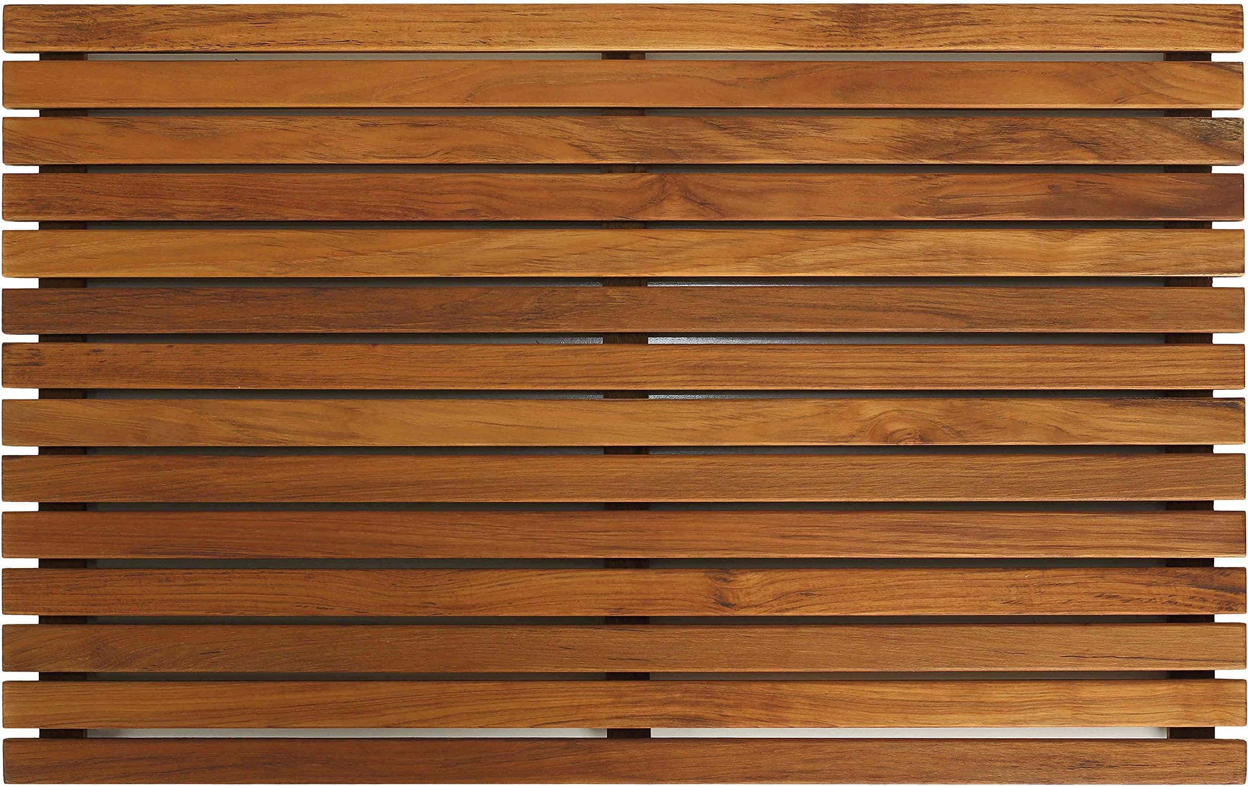 Bare Decor Zen Spa Shower or Door Mat in Solid Teak Wood and Oiled Finish, 31.5 by 19.5-Inch