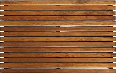 Bare Decor Zen Shower Spa, masif tik ağacı ve yağlanmış bitirme, kahverengi (tik ağacı), 31,5 inç G x 19,5 inç U x 1,5 inç Y