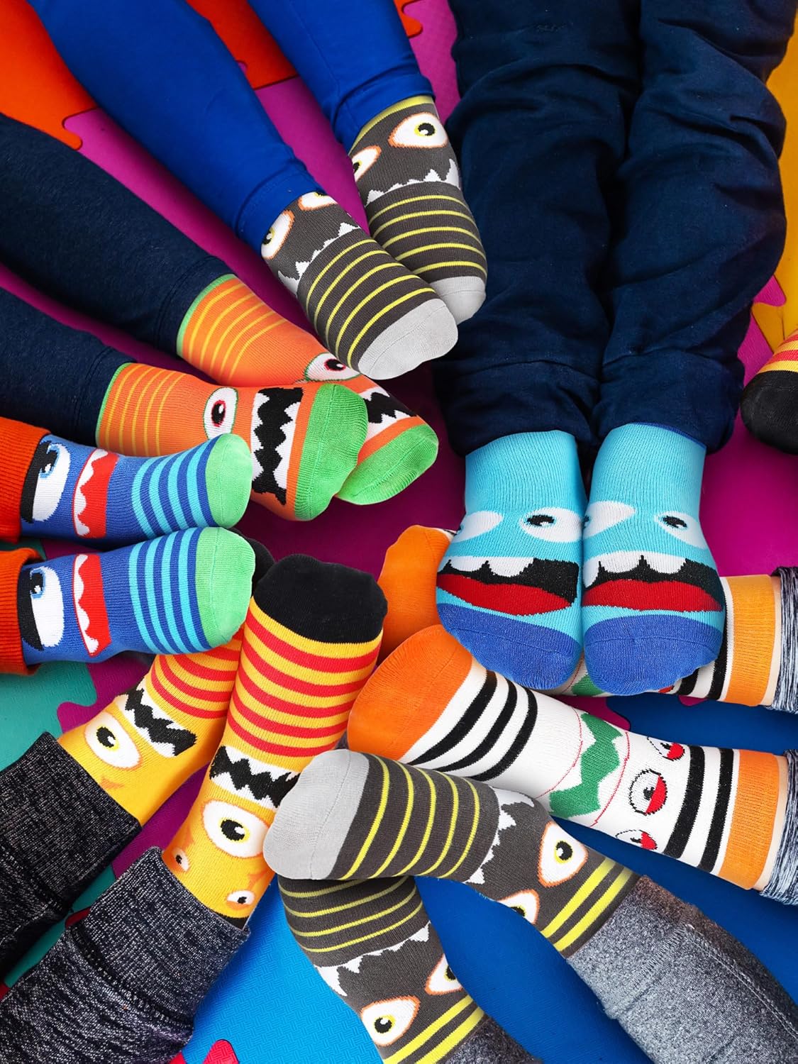 Jinei 6 Pairs Boys Monster Pattern Socks Kids Toddler Funny Crazy Cotton Crew Socks Novelty Christmas Gift Party Favors - Image 7