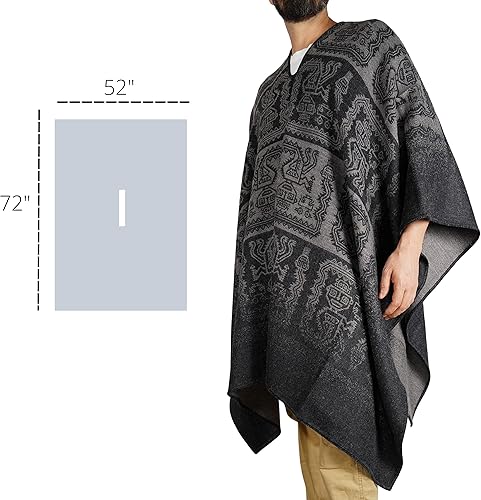 Miniatura 4 de Poncho de alpaca para hombre, Ponchos de lana para adultos, Poncho de lana para hombre