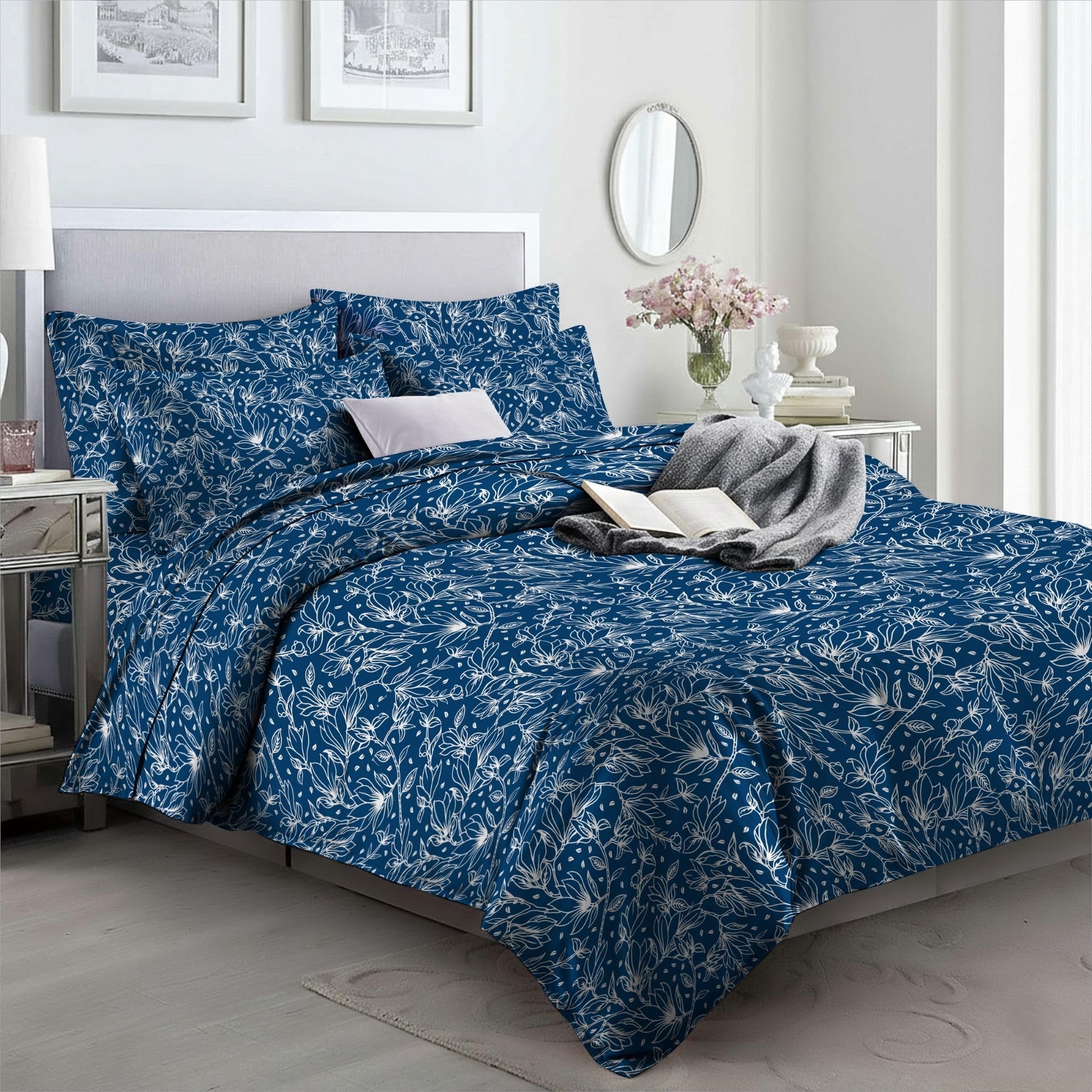 EverSoft Bedding King Size Duvet Cover Set with 2 Pillowcases Soft Brushed Floral Bedding Set, Printed Quilt Cover, Easy Care, Comfortable Durable Bed Linen UK