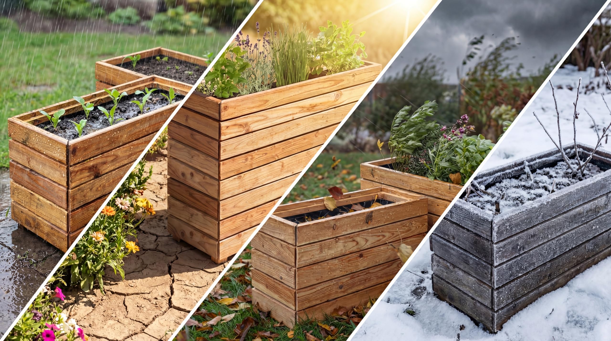 Mega Holz Pflanzkübel MODULO 120x30x39 cm (BxTxH) - wetterfester Blumenkasten aus heimischen Lärchenholz - Blumenkübel aus witterungsbeständiger Lärche für Garten, Terrasse und Balkon, Modular, Holz