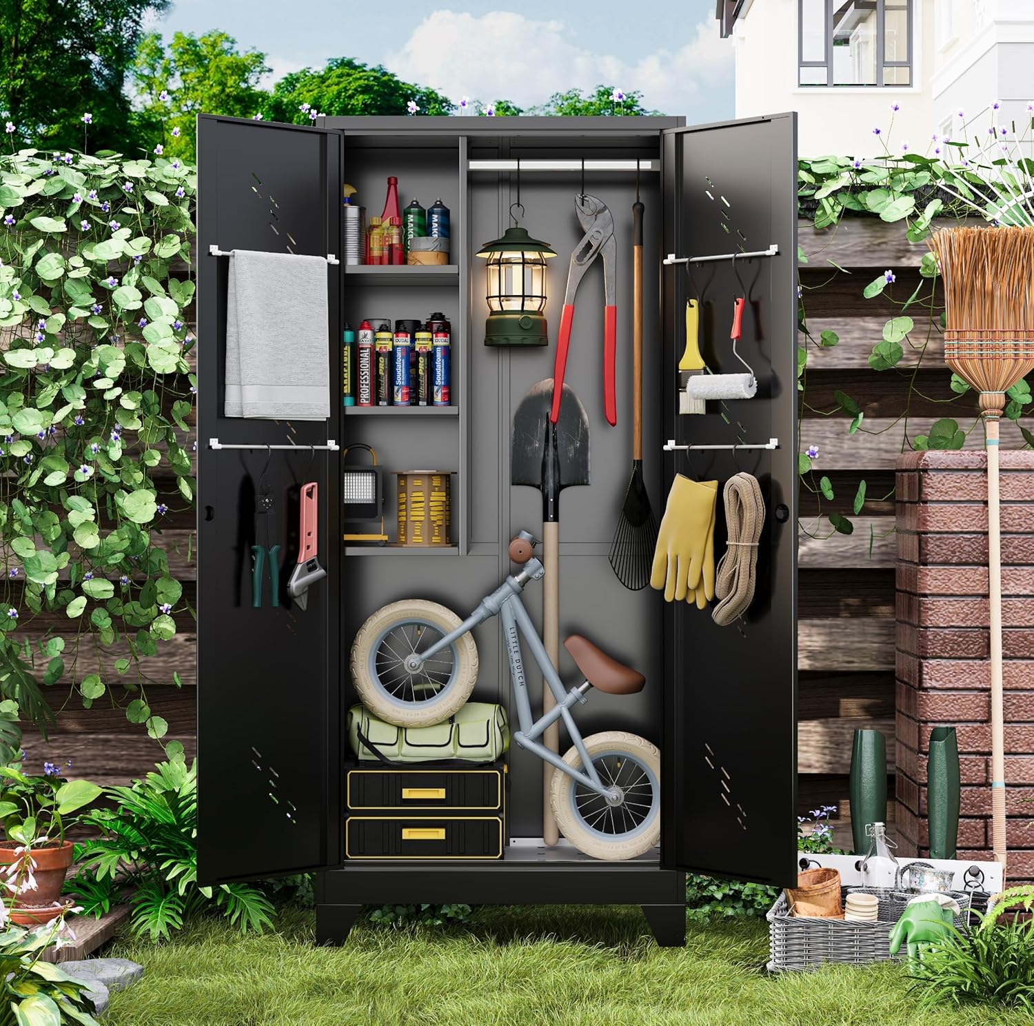 Amazon.com : Metal Outdoor Storage Shed 1.4×2.8 FT, Small Outdoor ...
