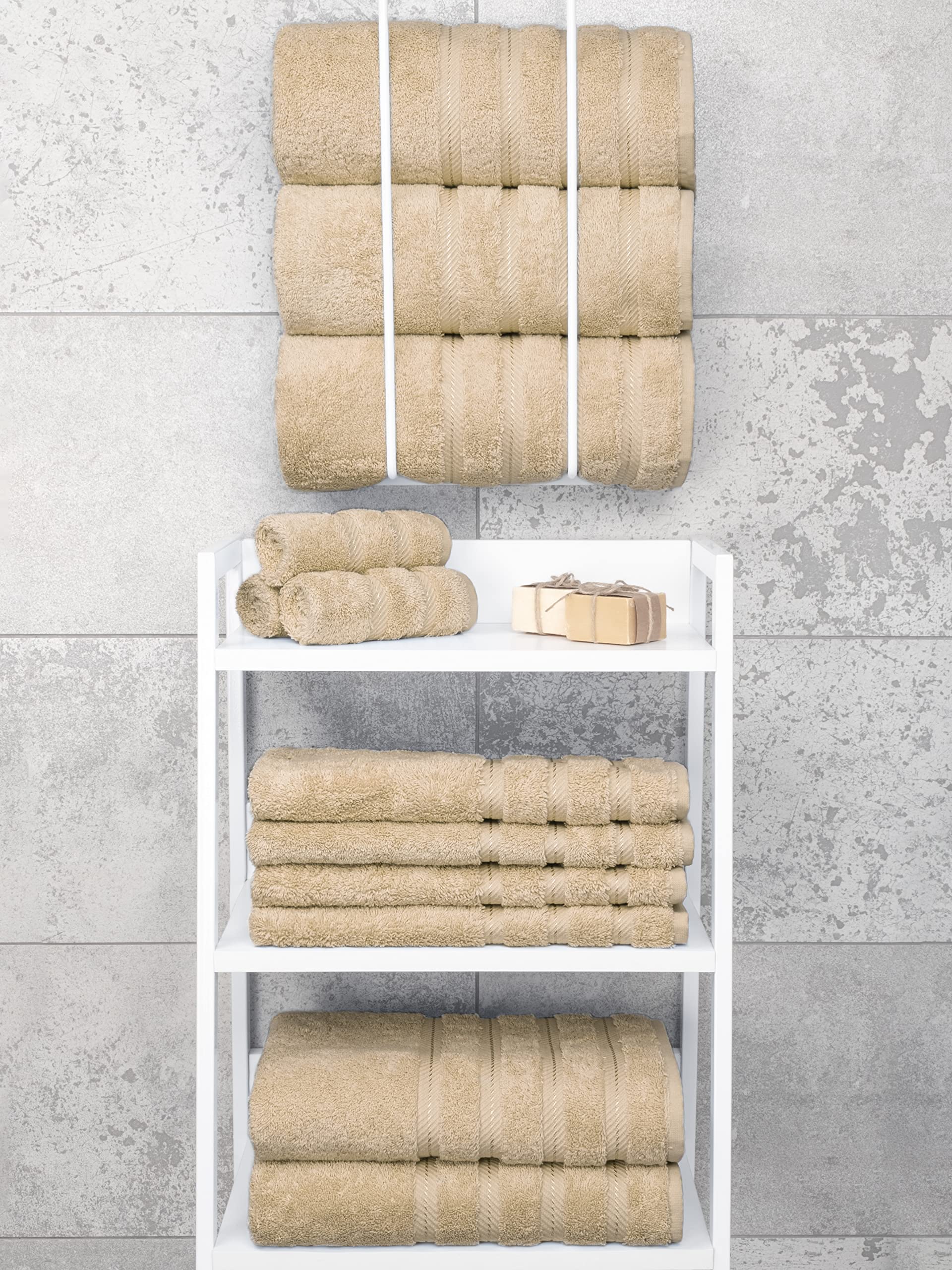 American Soft Linen - Juego de lujosas toallas calidad hotel y spa confeccionadas con algodón turco para máxima suavidad absorción, rápido secado, 4 baño 68,5 x 137 cm Arena topo