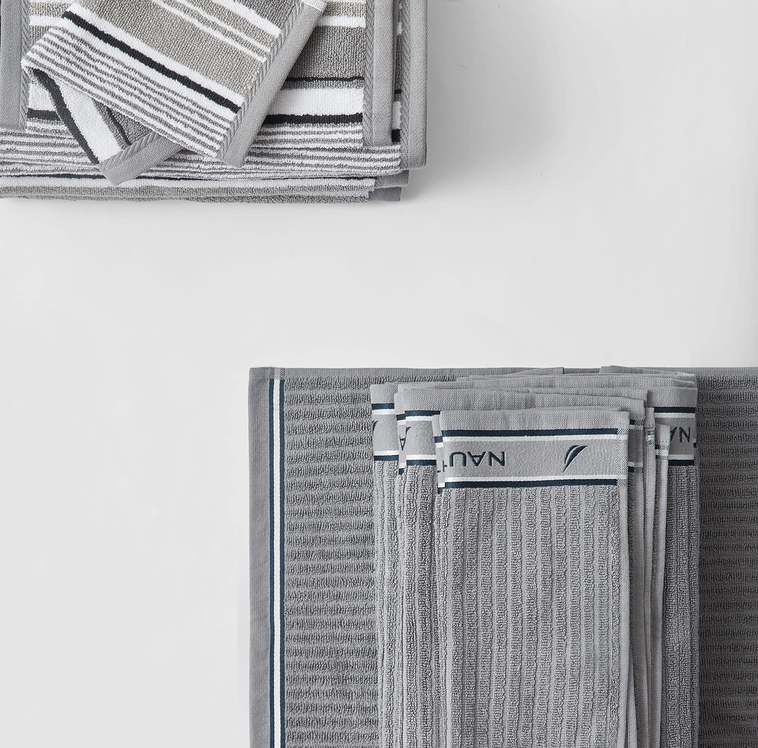 Nautica Asciugamani da bagno, morbido cotone assorbente, accessori essenziali per il bagno moderno, certificati Oeko-Tex, grigio (signature grey), 6 pezzi