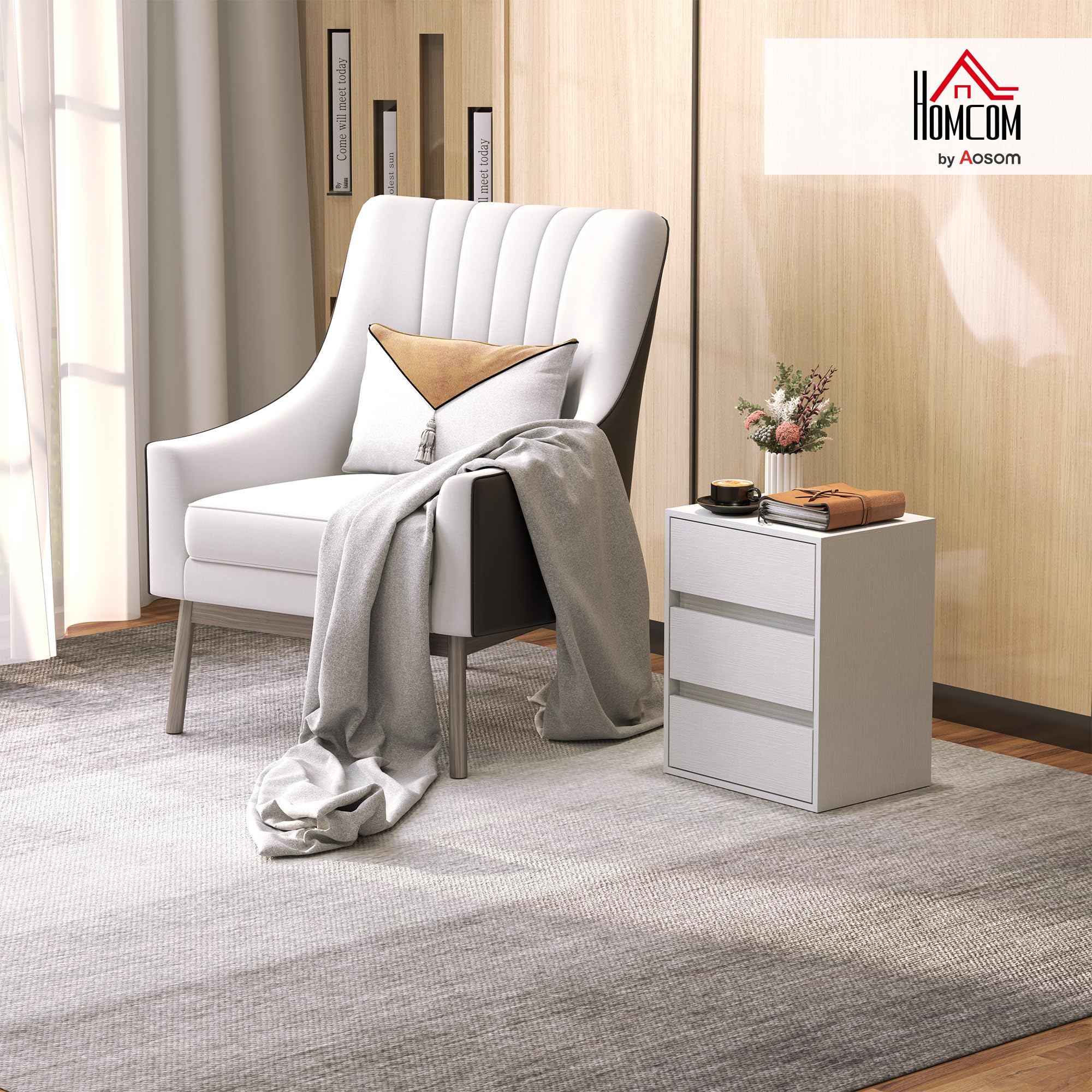 HOMCOM Cassettiera Moderna 3 Cassetti per Corridoio 40x30x50.5 cm Bianco