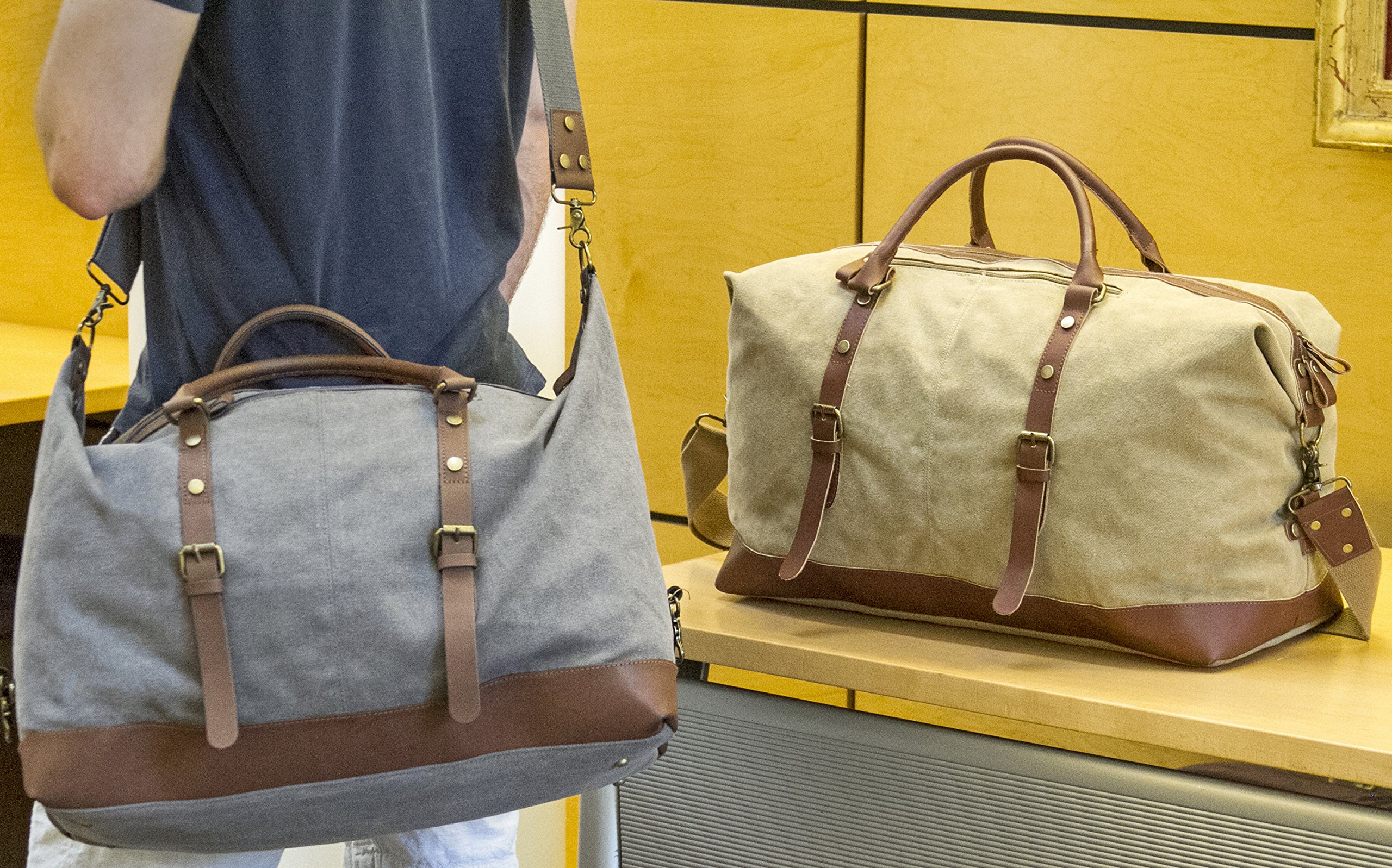 Sweetbriar Vintage Canvas Duffle Bag Classic Weekender Travel