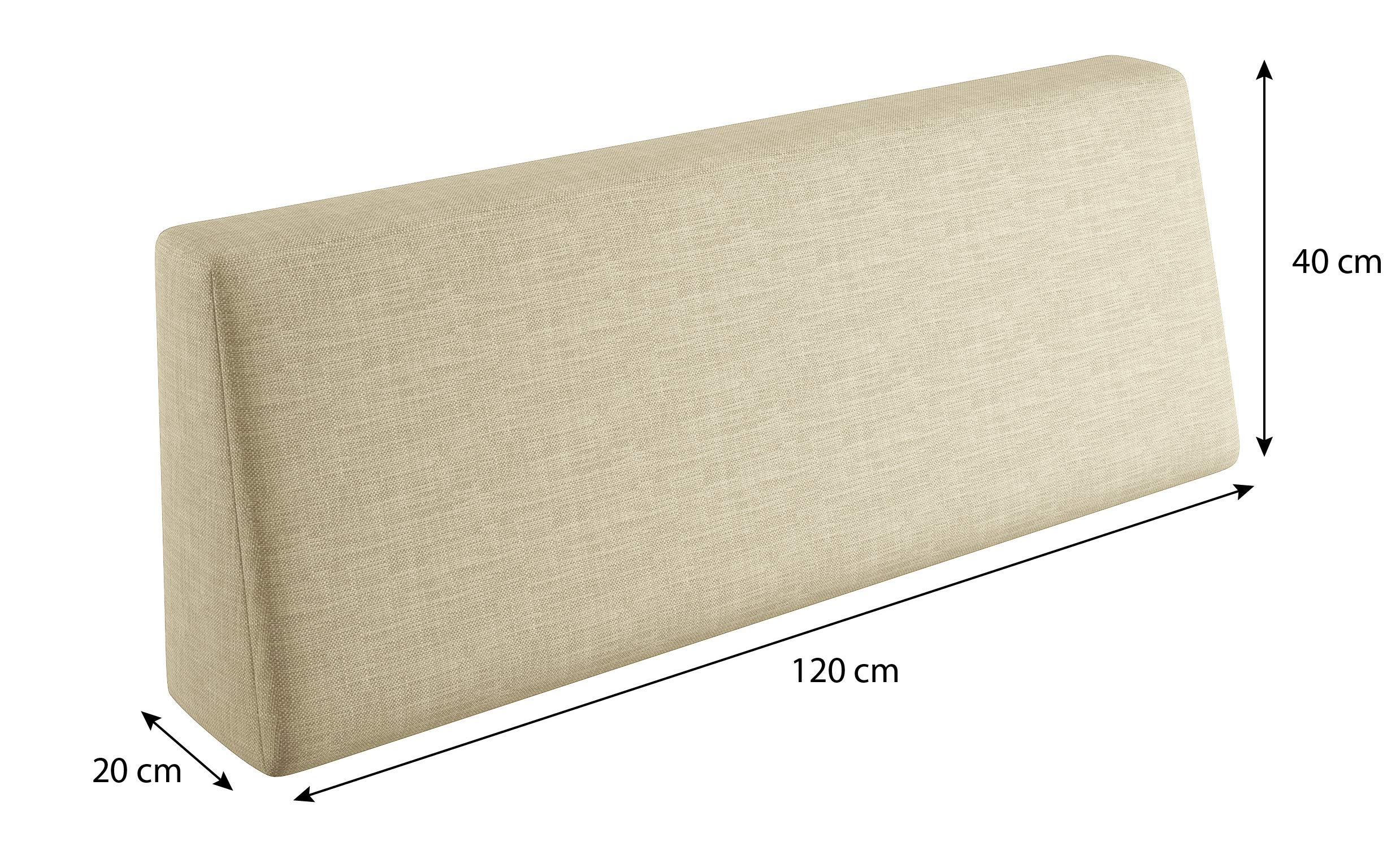 sunnypillow Cuscino-schienale 120 x 40 x 20 cm - Cuscini per divano in pallet per casa e giardino - fodere asportabile e lavabile - Spalliera per Bancali, Interno - Esterno, schiuma fredda - cremoso