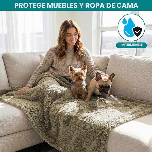 Foto 2 de 8 de PetAmi Manta Impermeable y esponjosa para Perros pequeños y medianos