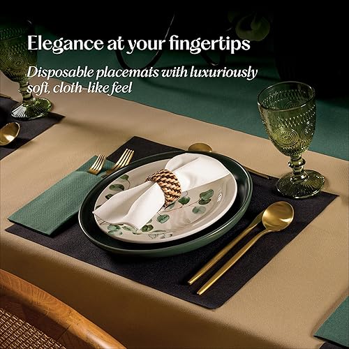 Miniatura 6 de Manteles individuales desechables de papel de madera para mesa de comedor, paquete de 100 manteles individuales rectangulares de papel de 18 x 12