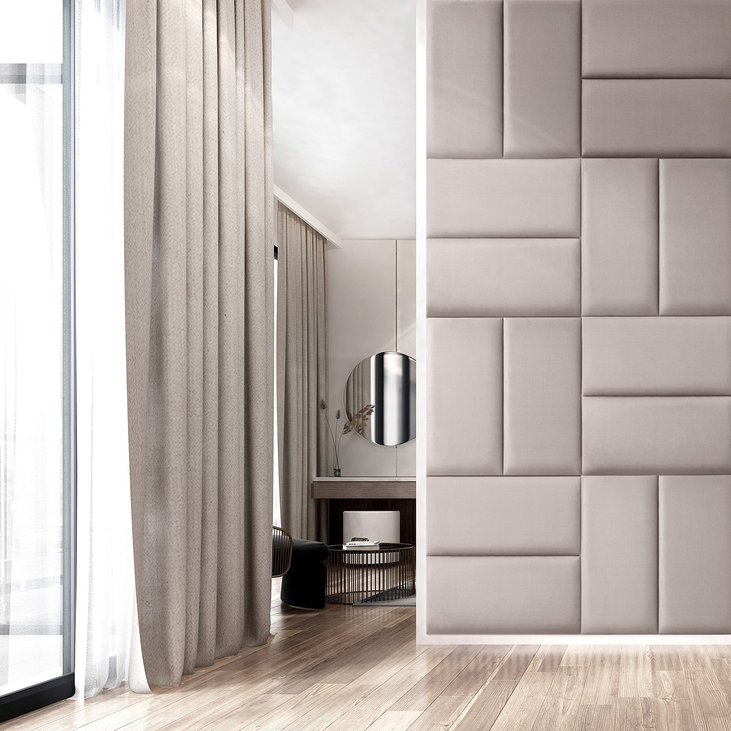 MOLLIS Pannello da Parete Rettangolare e Decorativo, Adatto Come Testiera o Protezione Dagli Impatti, Riduce il Suono e Migliora L'acustica, in Schiuma, 60 x 30 cm, Beige