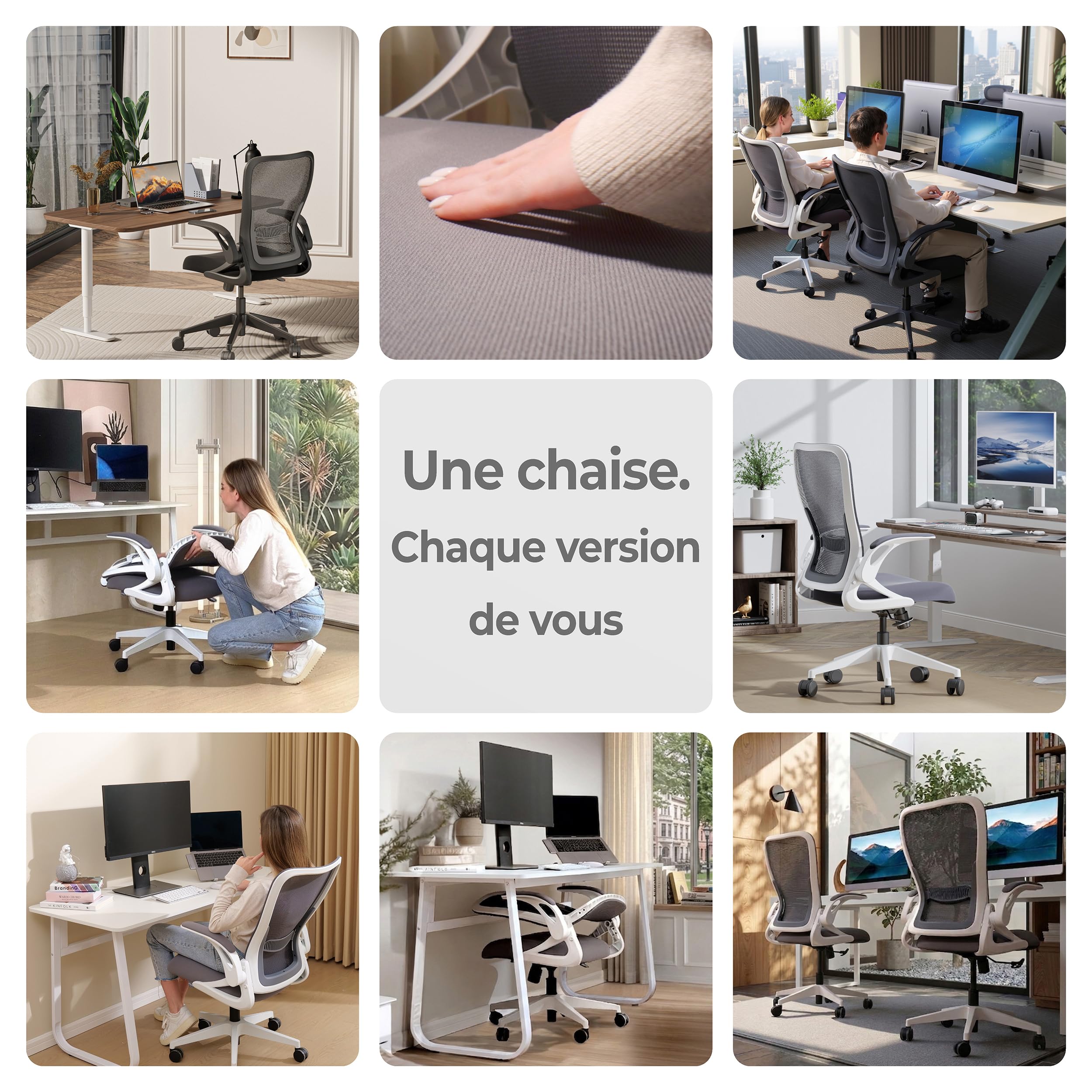 Tervo Model U | Chaise de Bureau Pliante pour Petits espaces | Chaise de Jeu pour Adultes et Enfants | Chaise d'ordinateur Ergonomique en Maille pour la Chambre à Coucher