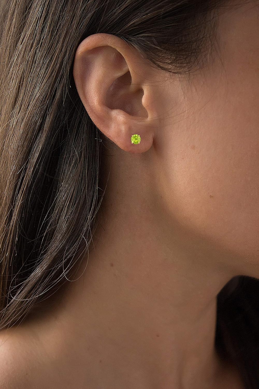 Solid 14K Yellow or White or Rose Gold 6mm Round Genuine Birthstone Gemstone Prong Set Stud Earrings For Women - Image 3