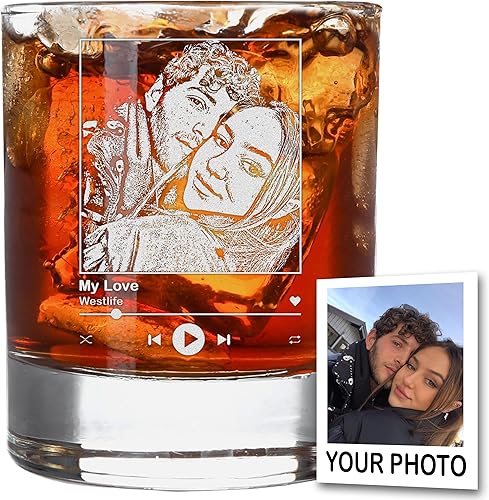 Miniatura 10 de Vaso de whisky personalizado, regalo para novio, regalos de bourbon para marido, hombre, vasos de whisky grabados personalizados, regalos para