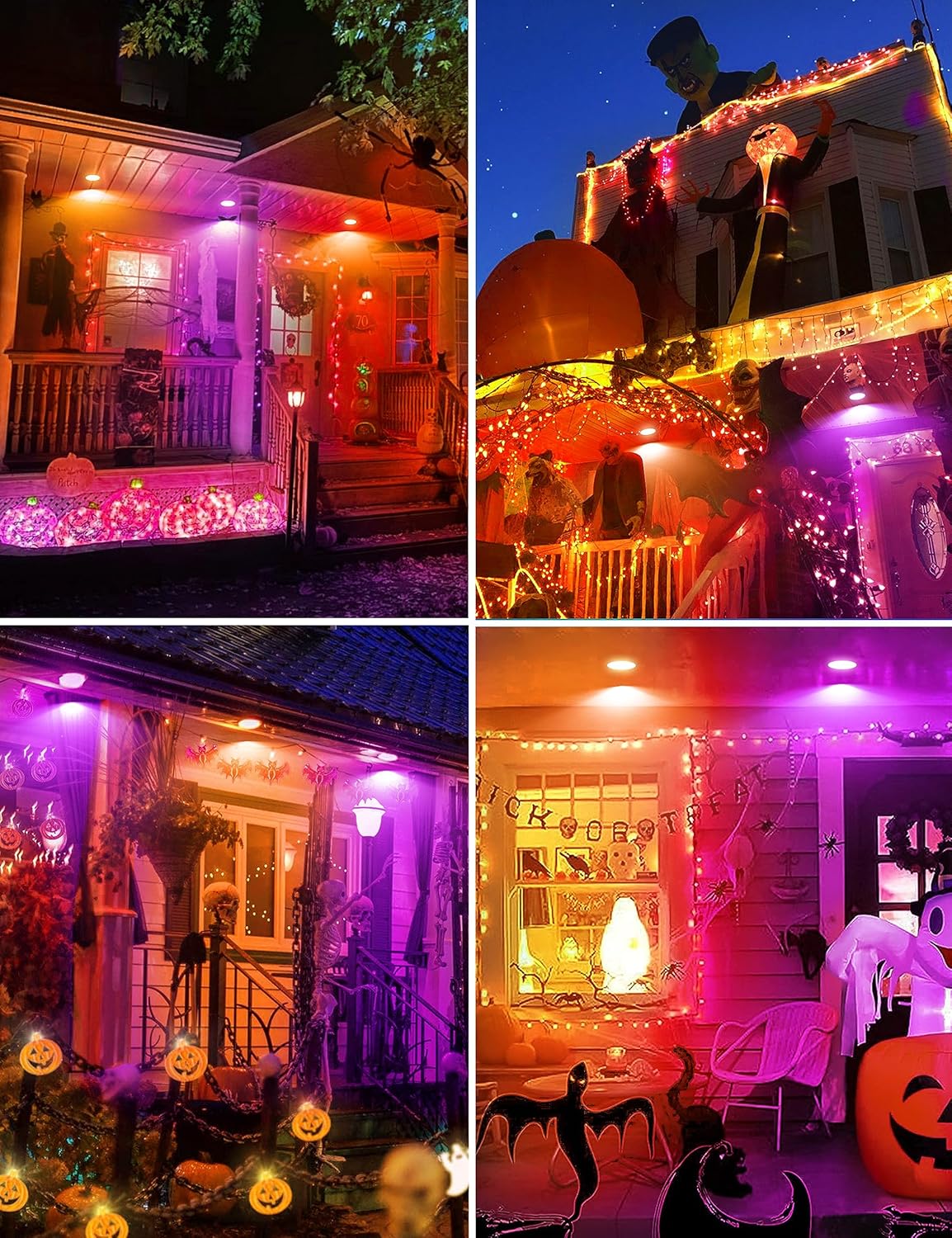 JandCase Orange and Purple Halloween Light Bulbs Outdoor, LED PAR30 Flood Lights 12W(100W Equivalent), E26 Colored Light Bulbs for Porch Lighting, Party Decor, Courtyard, Not-Dimmable, 2 Pack