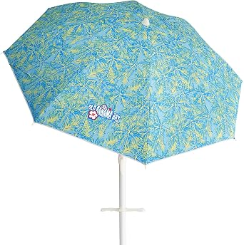 Old Bahama Bay 8ft Large Beach Umbrella for Sand with Heavy Duty Sand Anchor, UPF 50+ UV Protection & Tilt, Wind-Resistant Portable Sun Shade Parasols with Carry Bag for Patio Garden Pool Backyard