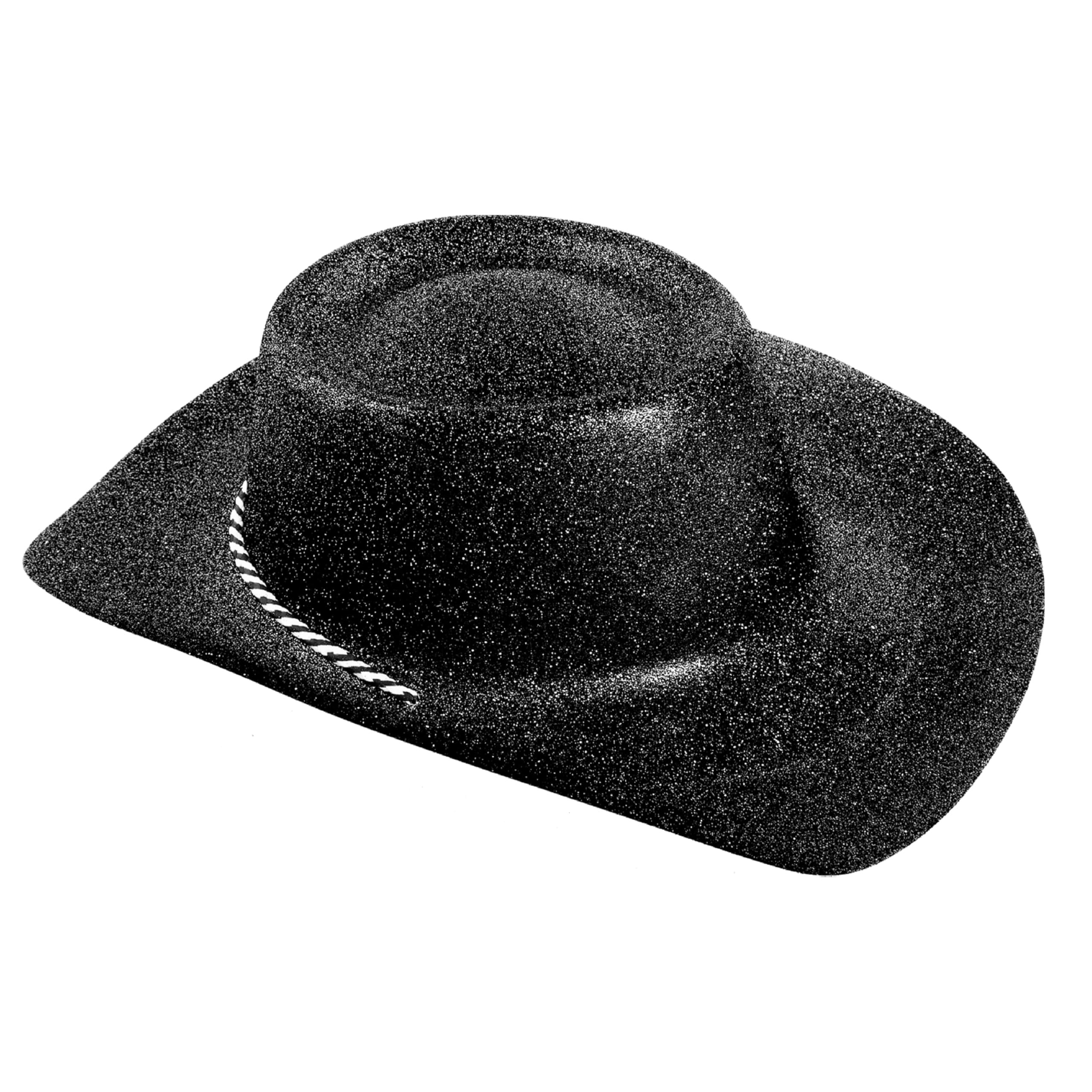 Black Glitter Cowgirl Hats - Pack of 12 - Fancy Dress Accessory Perfect For Hen Party Cowboy Costumes Stage Show Dance Shows