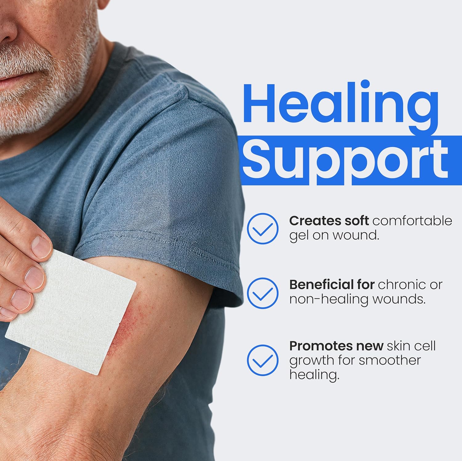 Collagen Dressing Pads - 2" x 2" 5 Count Collagen Pads for Wounds - Non-Adherent Collagen Dressing for Wound Care - Safe n' Simple Wound Care Supplies