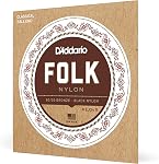 D'Addario Folk Nylon Classical Acoustic Guitar Strings, Silverplated Wound, EJ32C, Ball End, Clear-Nylon, 6-String Set, Pack of 1