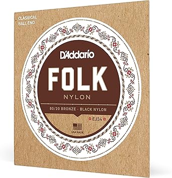 D'Addario Set Classic Guitar Folk Blk 8020 Ball (EJ34)