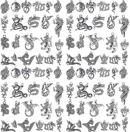 WILLBOND 70 Pcs Christmas Snowflake Charms Dragon Charm for Jewelry DIY Necklace Bracelet Jewelry Making Crafting Supplies Collections Skeleton