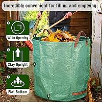 Vista 3 de Gardzen Paquete de 2 bolsas de basura de 132 galones, reutilizables, resistentes, plegables, para hojas de jardín, con anillo de plástico, cubo