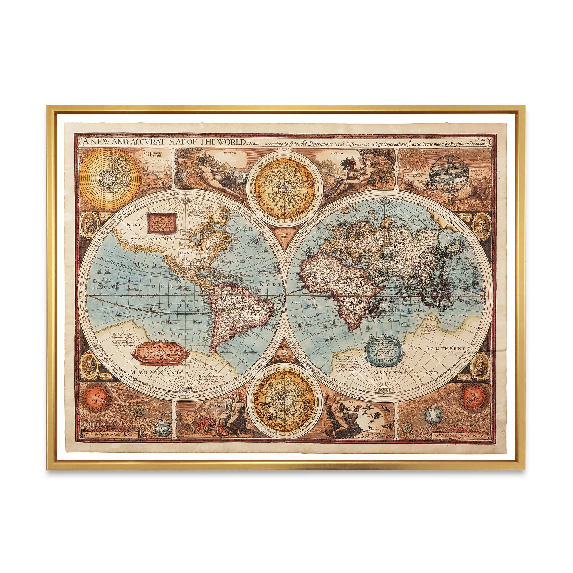 Amazon.co.jp: DesignQ 古代の世界地図 VIII - ビンテージ フレーム
