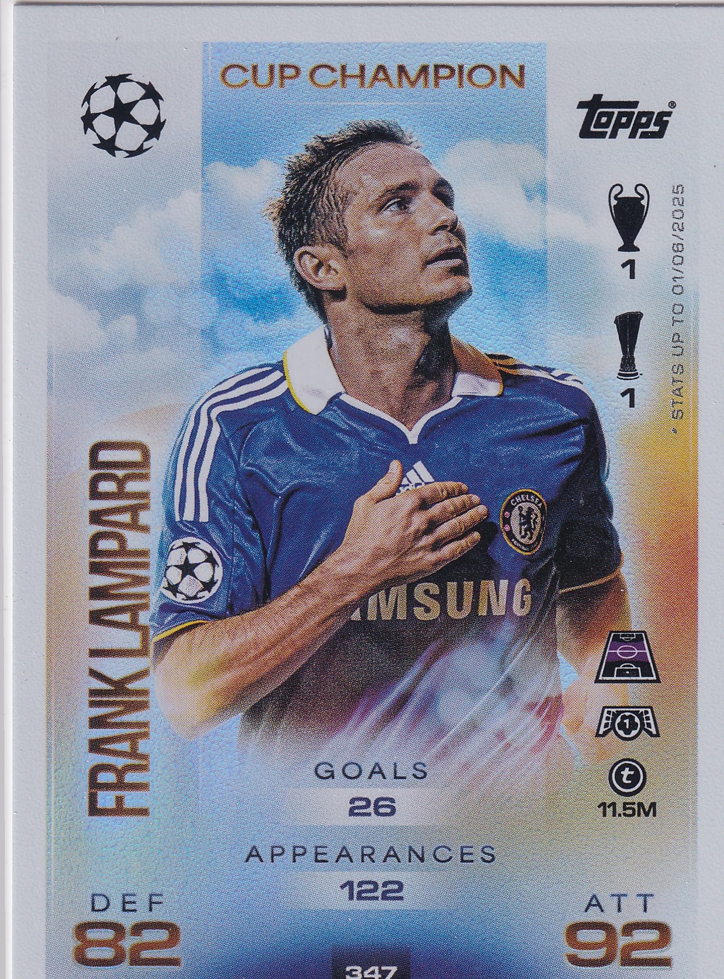 Match Attax 2025 2026 Cup Champion Trading Card(s) You Select (Frank Lampard 347)