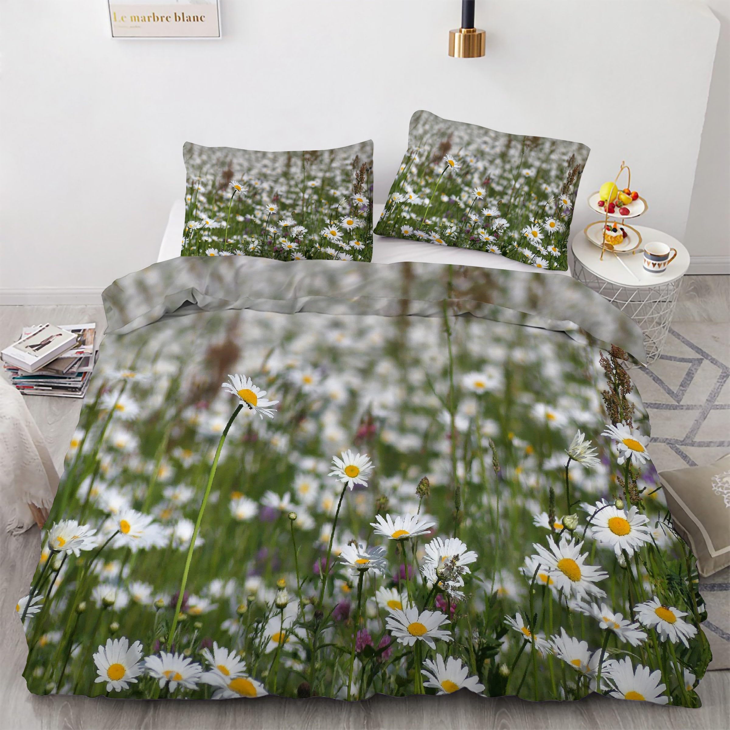 Housse de couette 240 x 260 marguerites pour une ambiance de printemps sous la couette