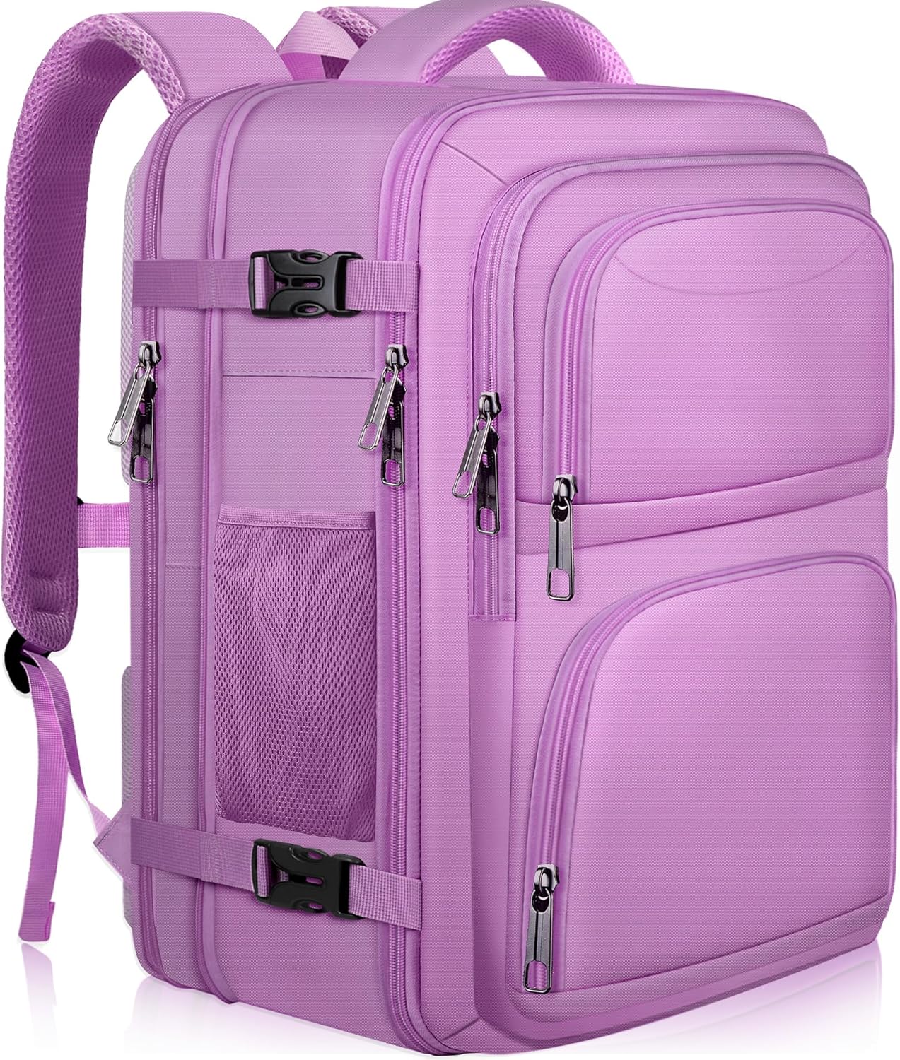 Expandable 52L Women’s Laptop Backpack, Water-Resistant & Anti-Theft, Purple