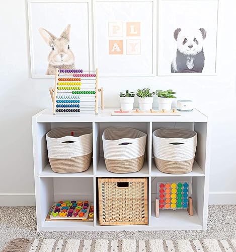 Miniatura 73 de OrganiHaus - Juego de 3 canastas con diseño de arcoíris para almacenamiento, canastas tejidas para organización, decoración pastel, guardar