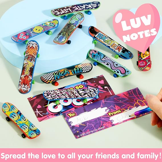 JOYIN 30 Packs Valentine's Day Mini Finger Skateboards with Cards, Classroom Exchange Gift for Kids, Kids Toys Party Favor, Classroom and Holiday Reward Prizes